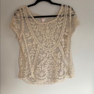 Sheer lace off white tshirt